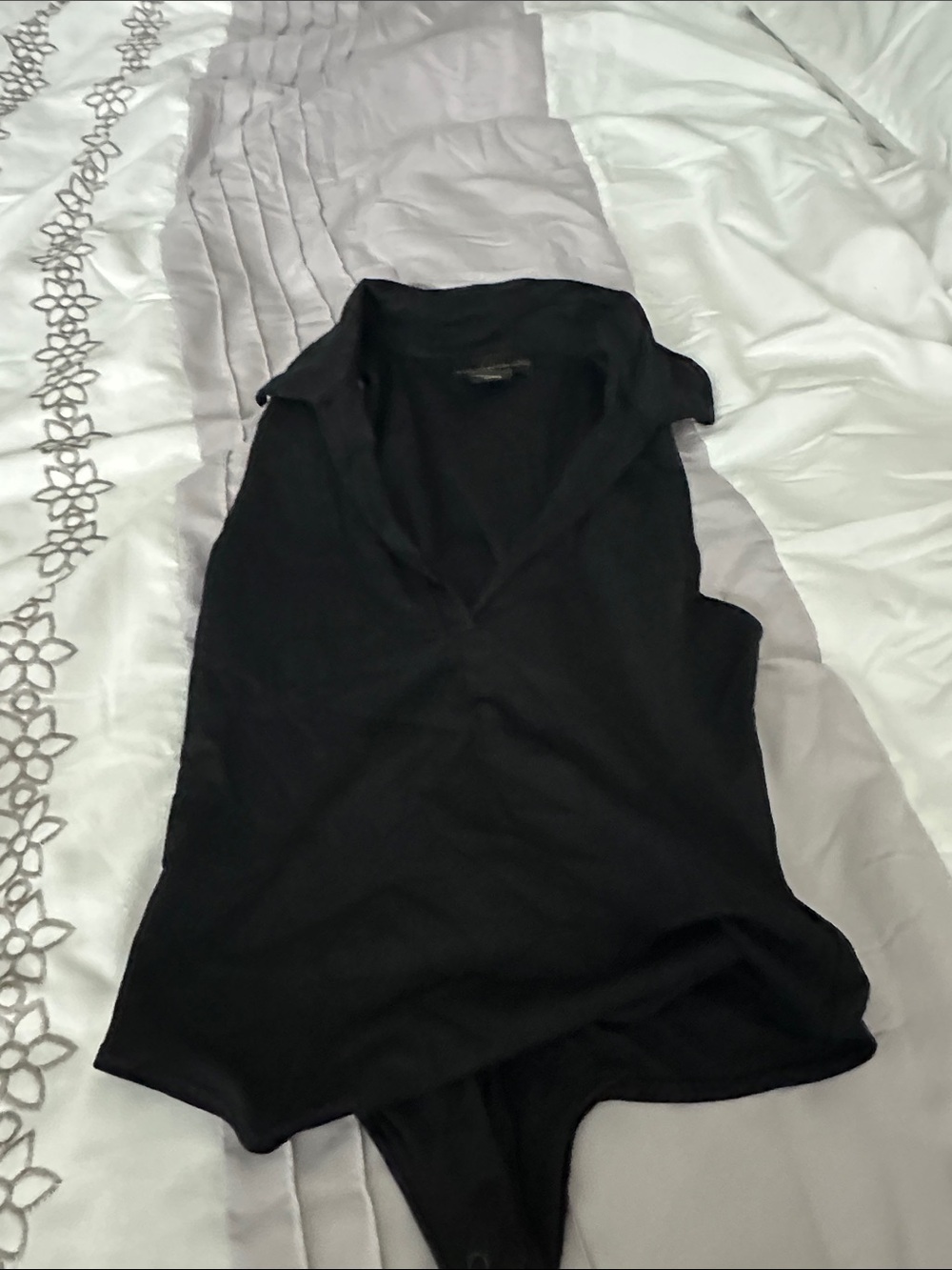 House of Harlow 1960 Black Sleeveless Collared Bodysuit